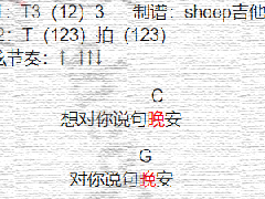 《晚安晚安》吉他譜_小三金_C調簡單彈唱譜