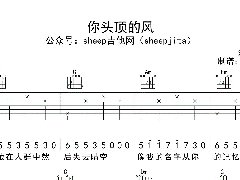 <b>《你頭頂的風》吉他譜_C調簡單彈唱譜</b>